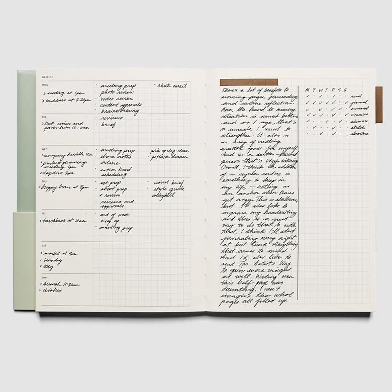 Cloth & Paper Perfect Bound Notebook A5, Weekly Graph Matcha