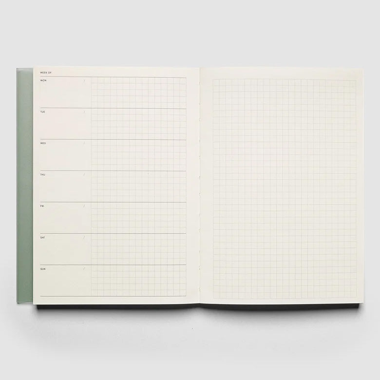 Cloth & Paper Perfect Bound Notebook A5, Weekly Graph Matcha