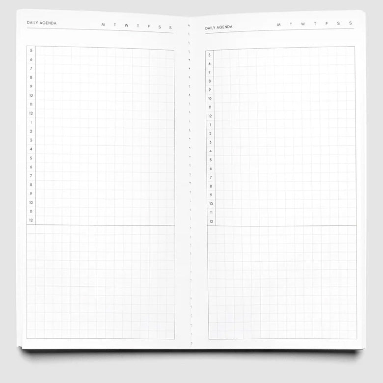 Cloth & Paper Travel Notebook A5 Slim, Daily Agenda Aspen