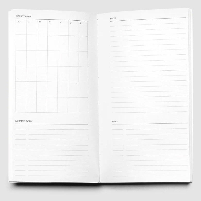 Cloth & Paper Travel Notebook Pocket Plus, Monthly Admin Lagoon