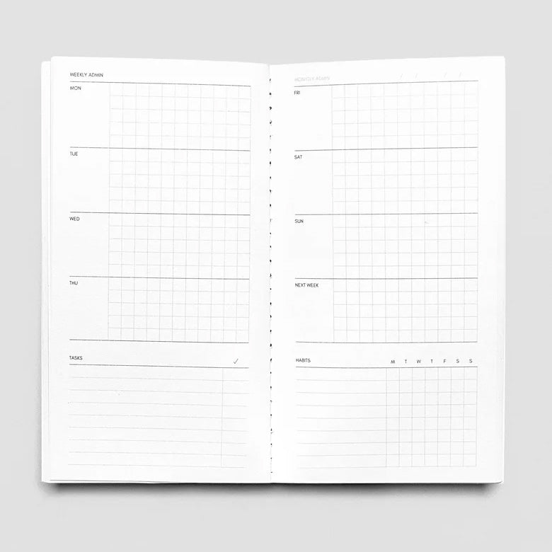 Cloth & Paper Travel Notebook Pocket Plus, Weekly Admin Macchiato