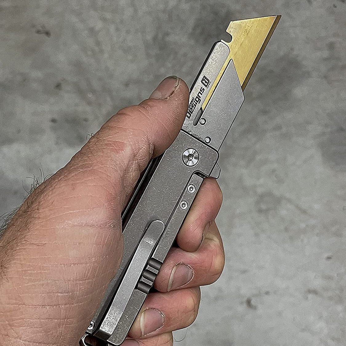 Exceed Designs TiRant RAZOR V3 Utility Knife, Stonewashed 6AL-4V Titanium