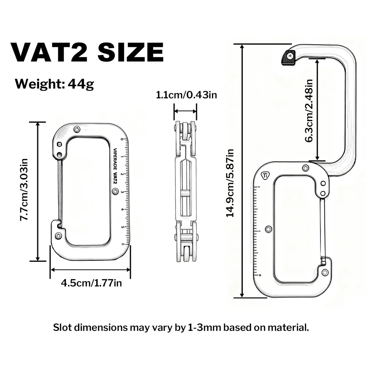 Viperade VAT2 Titanium EDC Utility Hook & Keychain clip, Colorful