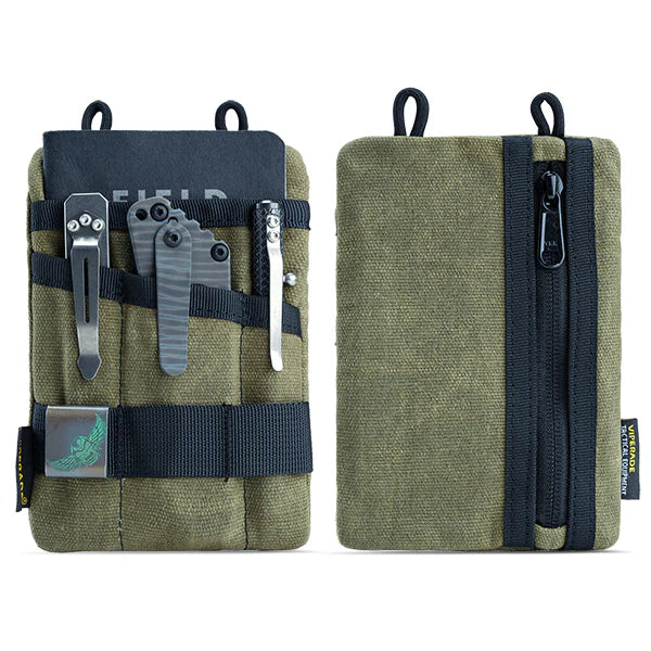 Viperade VE1-OW EDC Pouch, Waxed Canvas Pocket Organizer, Green