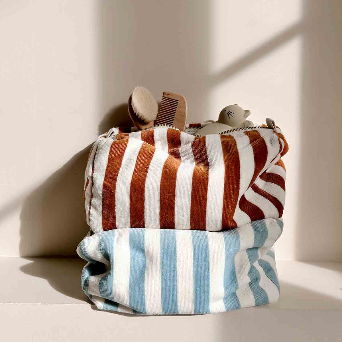 Rose in April Vic Wash Bag Stripes terry, Blue cloud