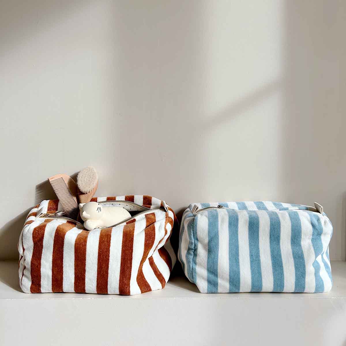 Rose in April Vic Wash Bag Stripes terry, Blue cloud