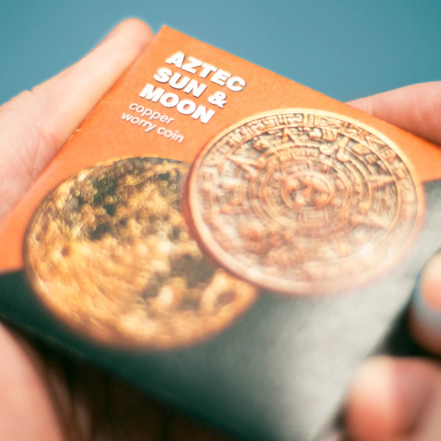 Shire Post Mint The Sun and Moon Worry Coin Aztec Sun Stone Calendar and Moon in Copper