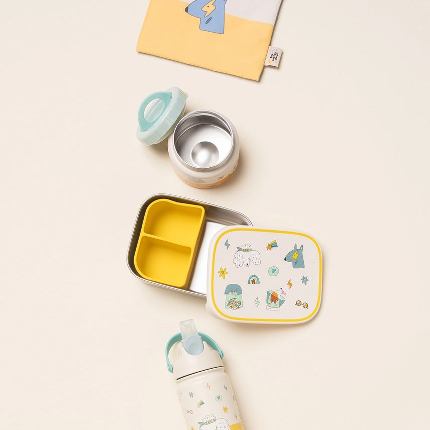 The Cotton Cloud Stainless Steel Lunchbox with Removable Compartments, Funky Dogs