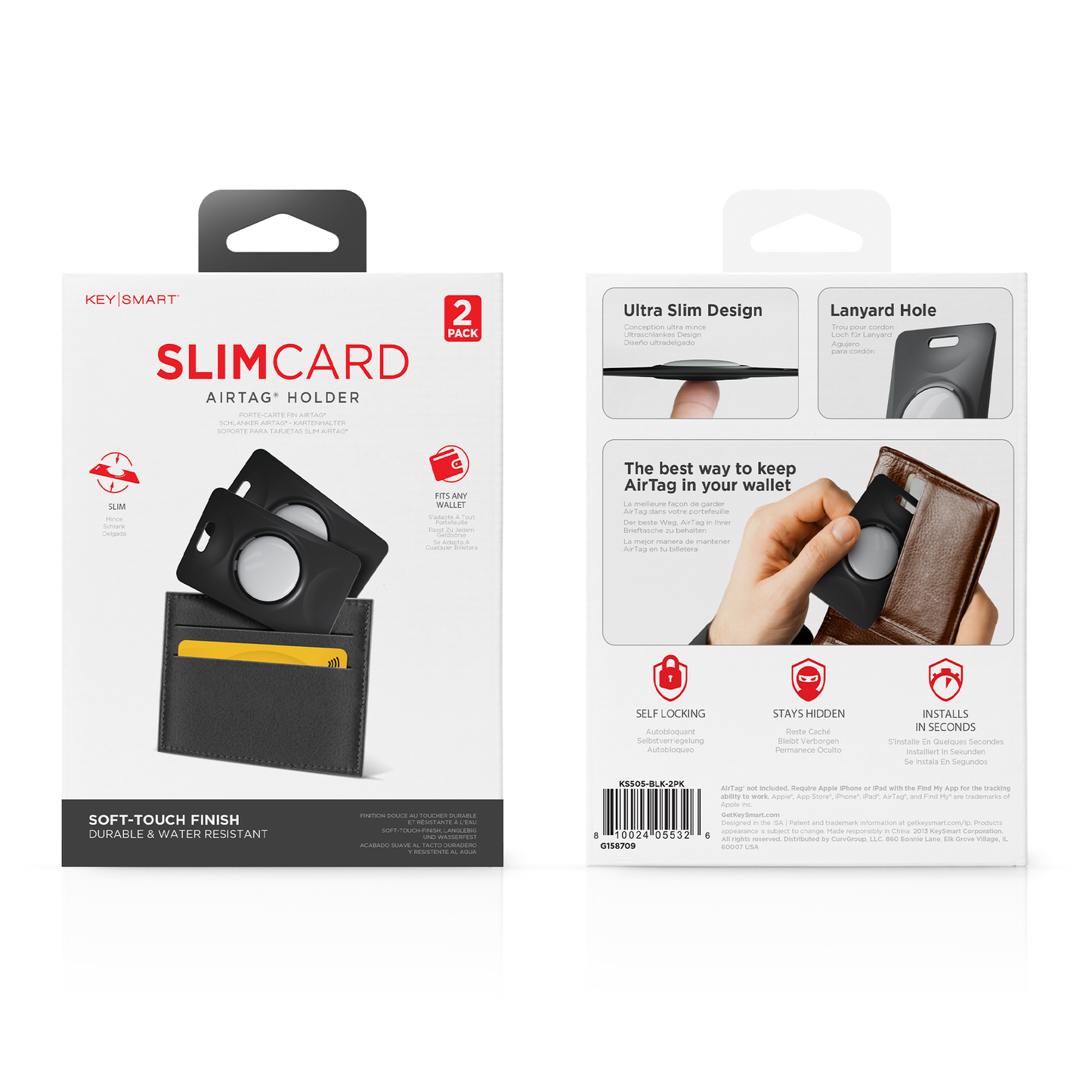 KeySmart® SlimCard AirTag Holder 2 Pack, Black