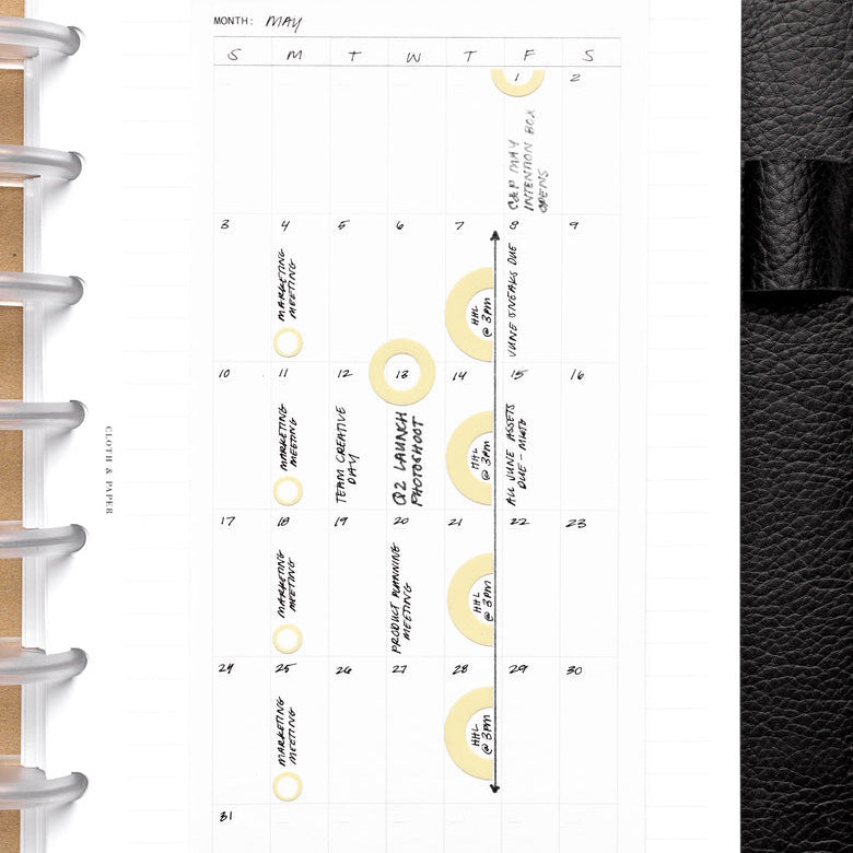Cloth & Paper Large Sticky Note Set Monthly Overview, A5