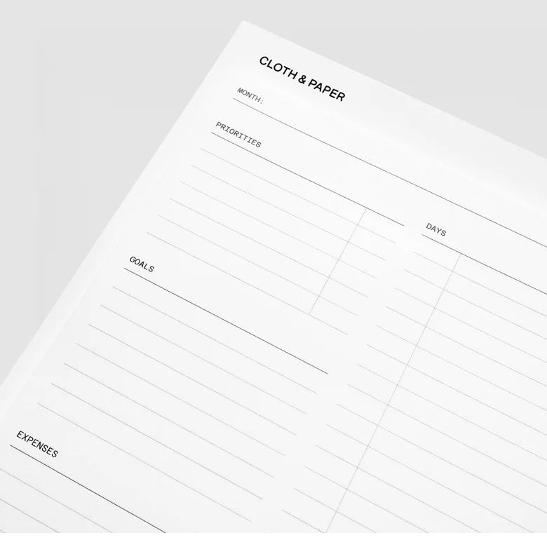Cloth & Paper Large Sticky Note Set Monthly Overview, HP Classic