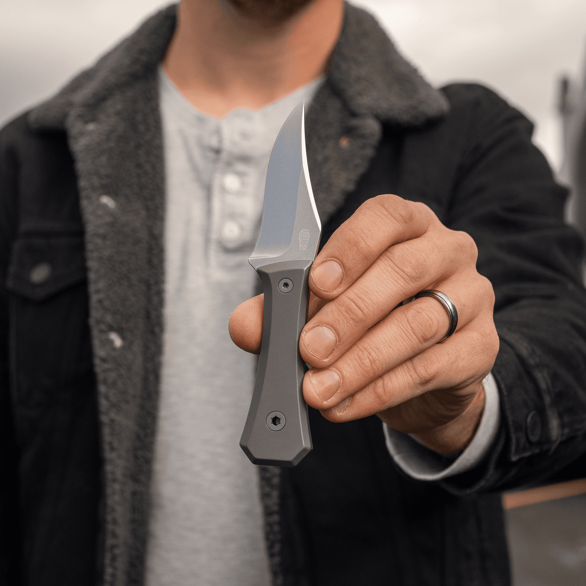Big i Design AUX MFG Ti Pocket Bowie Fixed Blade