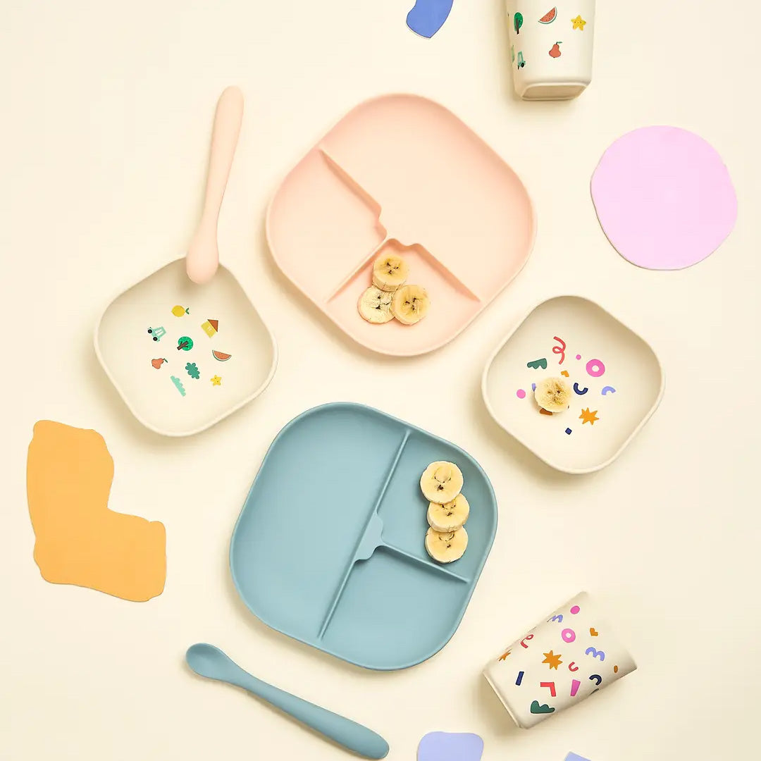The Cotton Cloud Silicone Tableware Set, Tiny Bits Wasabi
