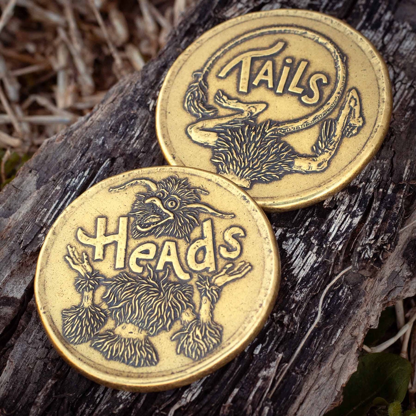 Shire Post Mint Labyrinth Firey Heads or Tails Decision Maker Brass Coin