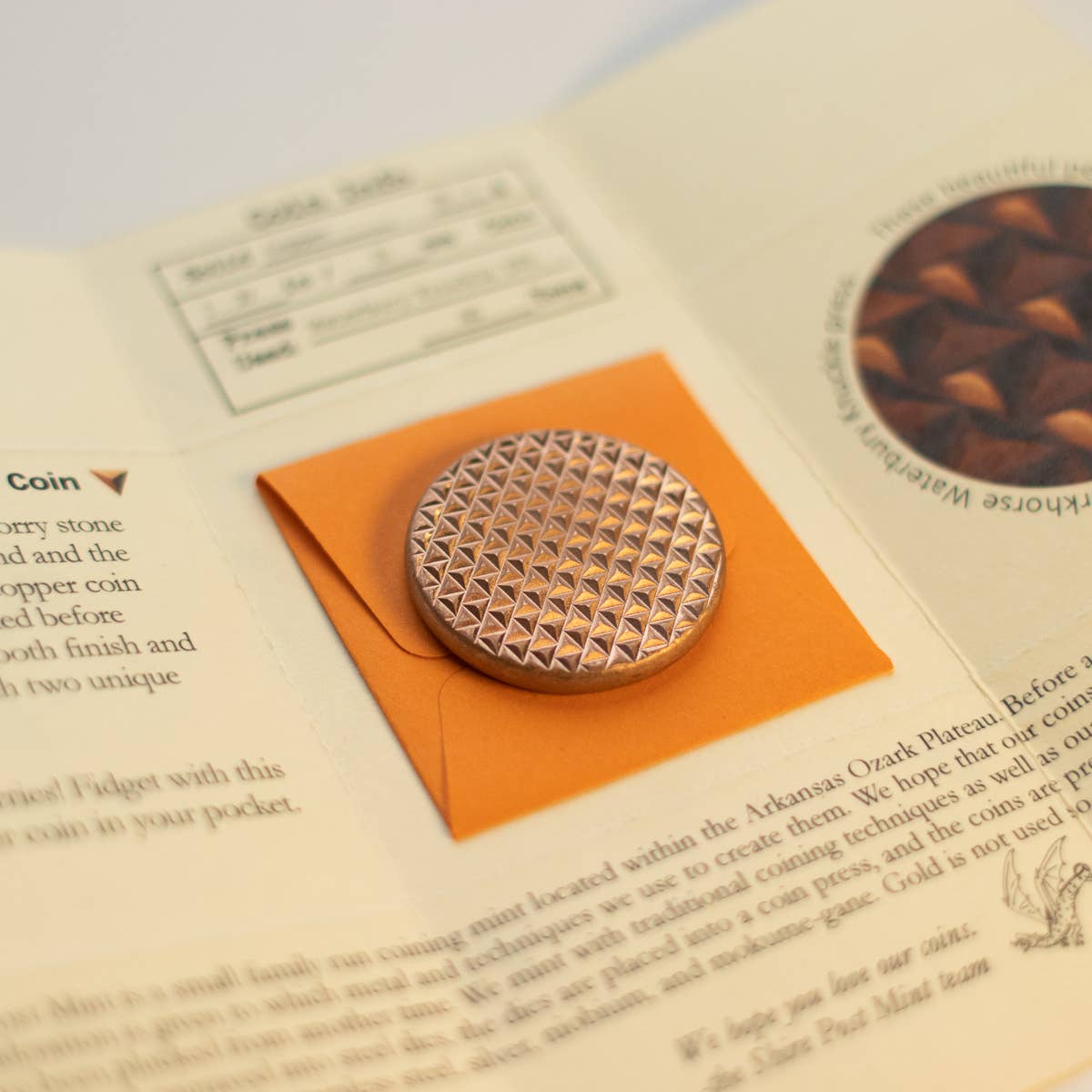 Shire Post Mint Duplex Worry Coin - Geometric and Hammered Copper Coin
