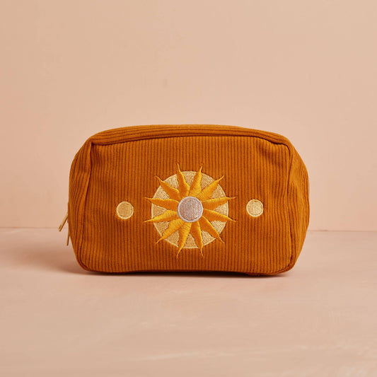 Cai & Jo Corduroy Makeup Bag, Burnt Orange