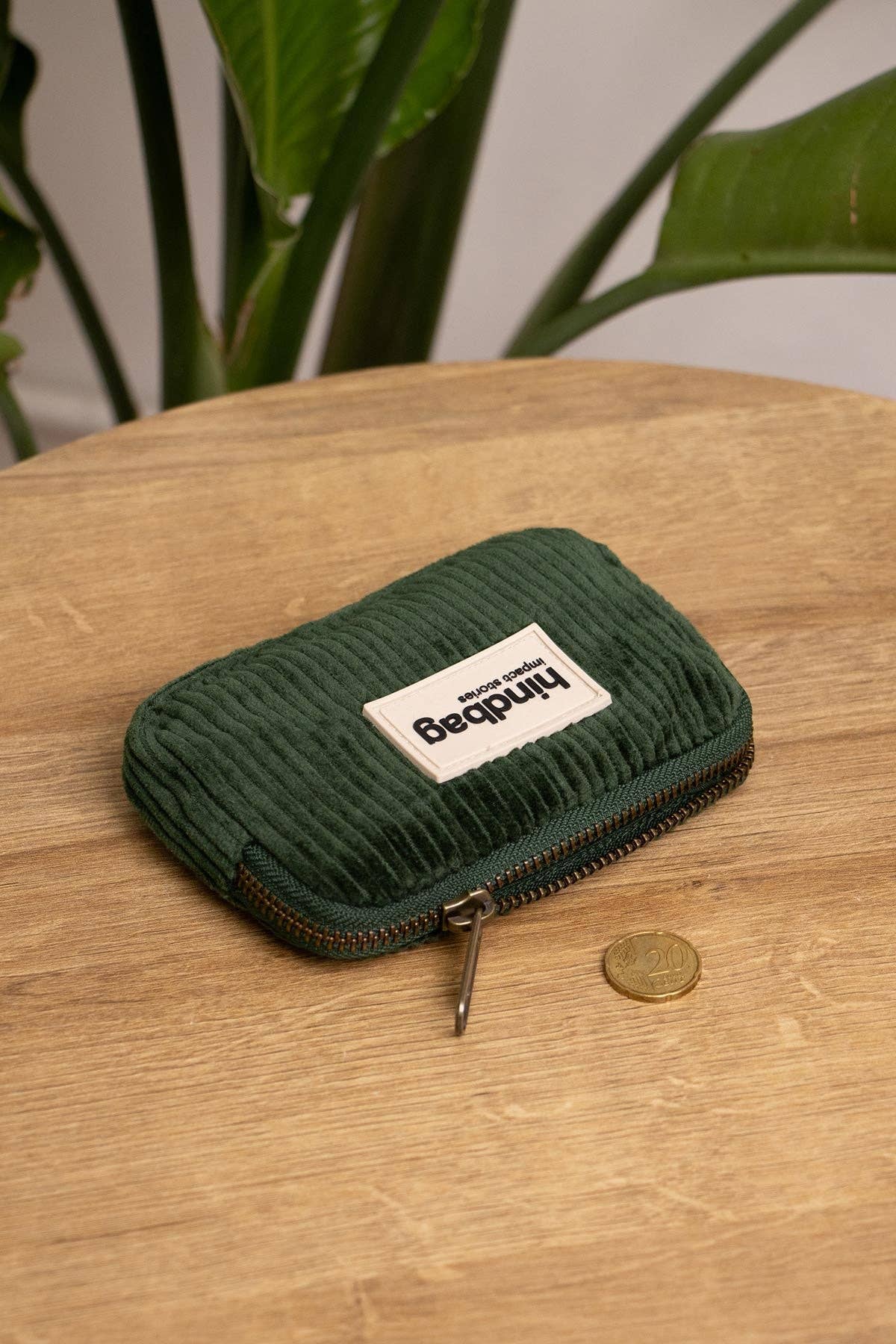 Hindbag Lili Corduroy Coin Purse, Pine Green