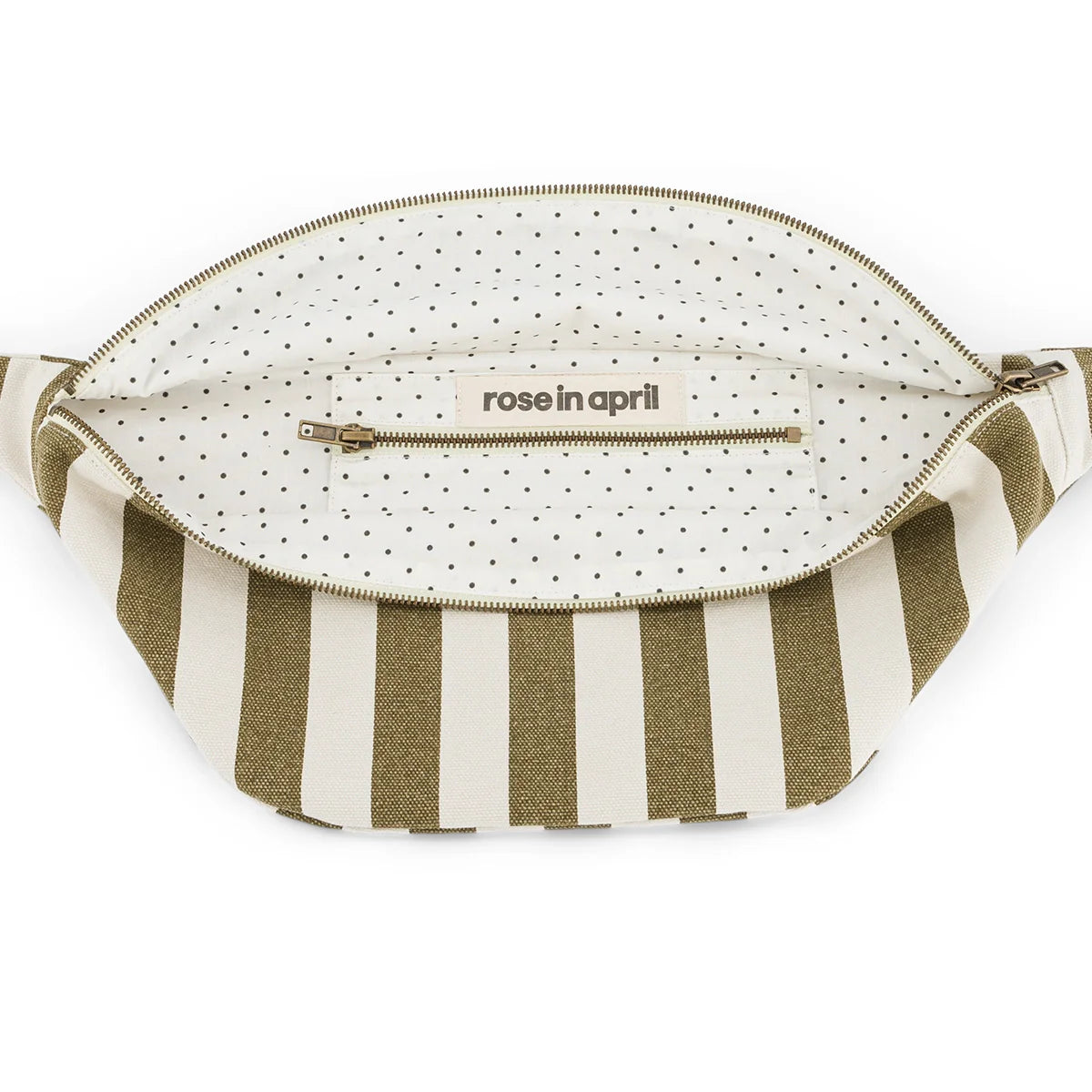 Rose in April Bum Bag Stripes, Olive / Natural