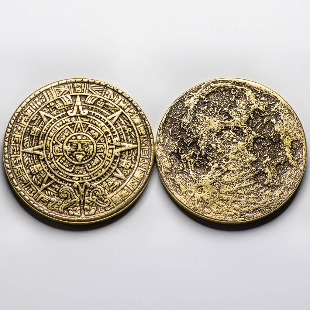 Shire Post Mint The Sun and Moon Worry Coin - Aztec Sun Stone and Moon