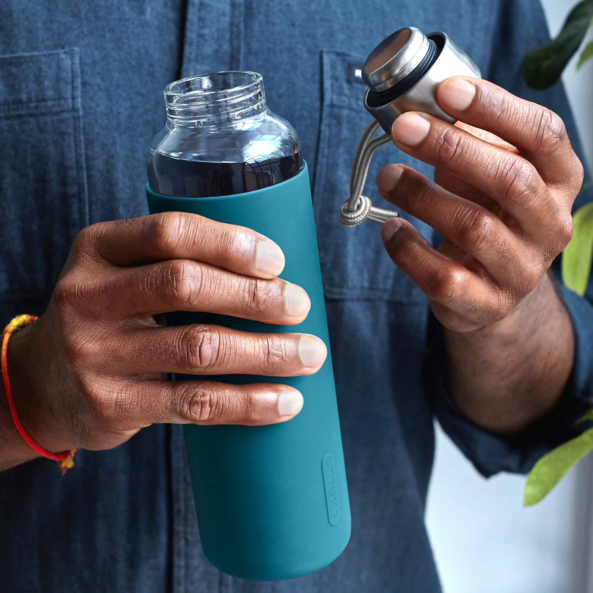 Black + Blum Glass Water Bottle 600ml, Slate