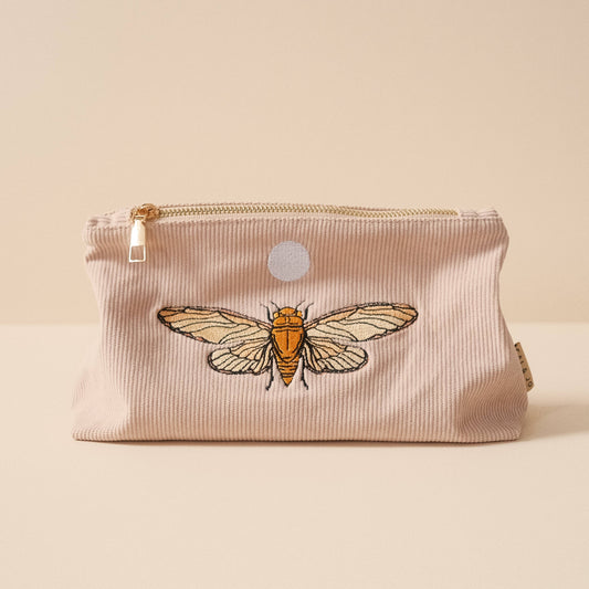 Cai & Jo Medium Corduroy Pouch, Pale Pink