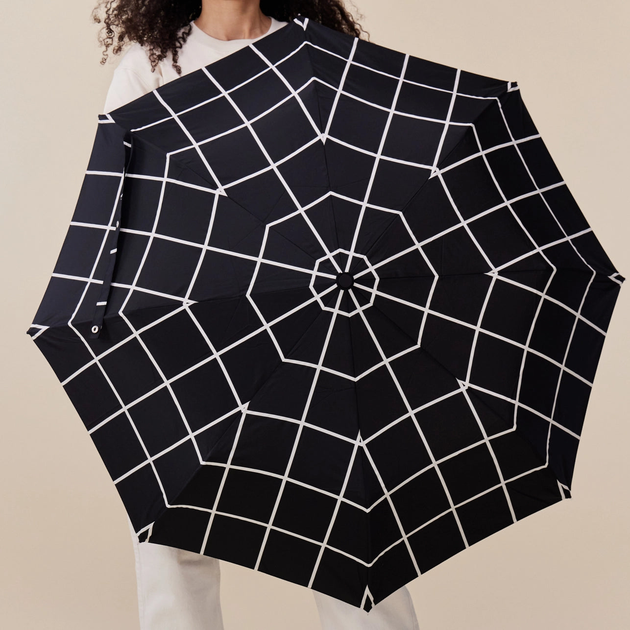 Original Duckhead Compact Umbrella, Black Grid Pattern