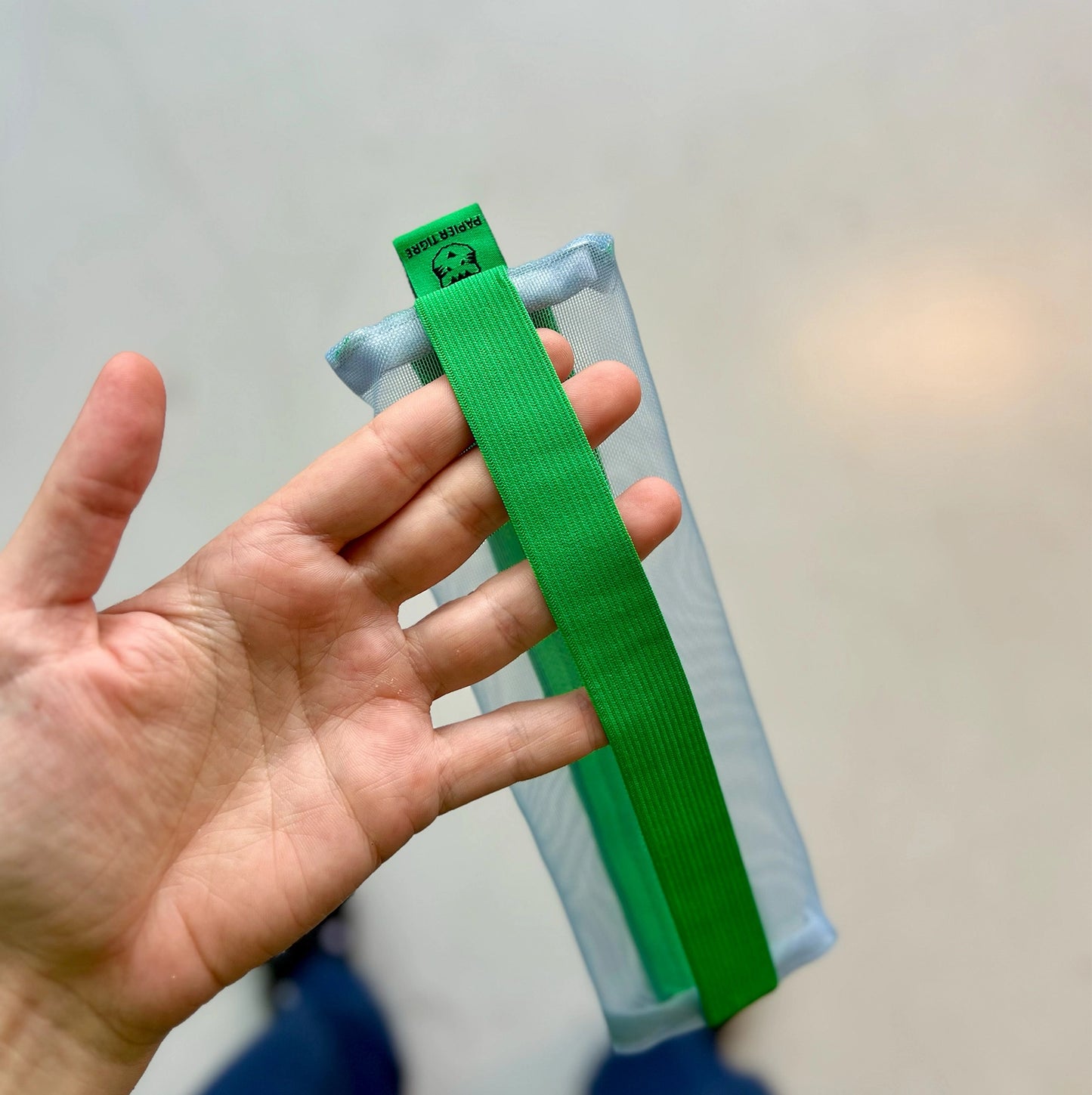 Papier Tigre Kito Elastic Pouch, Blue & Camel