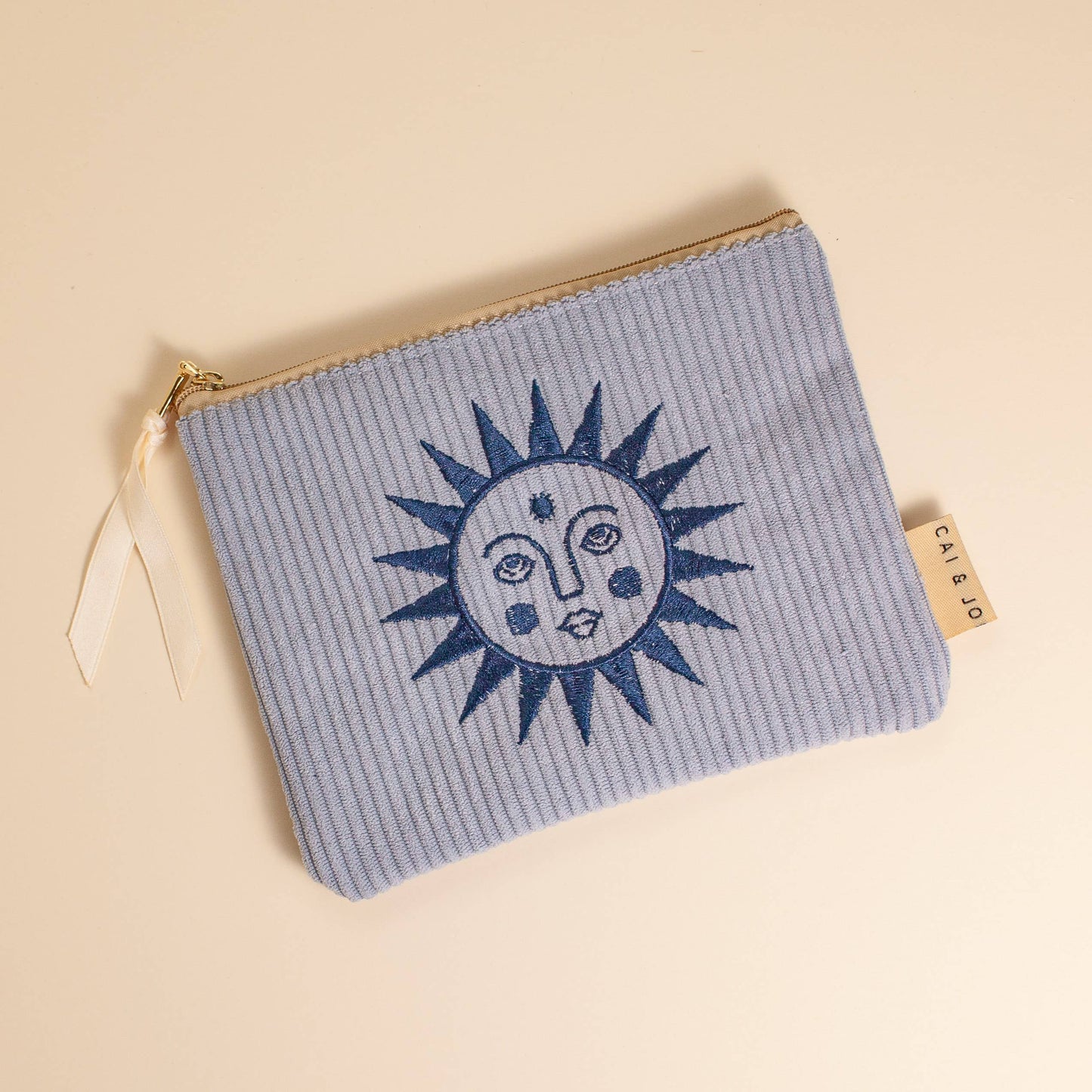 Cai & Jo Corduroy Pouch, Seafoam Blue
