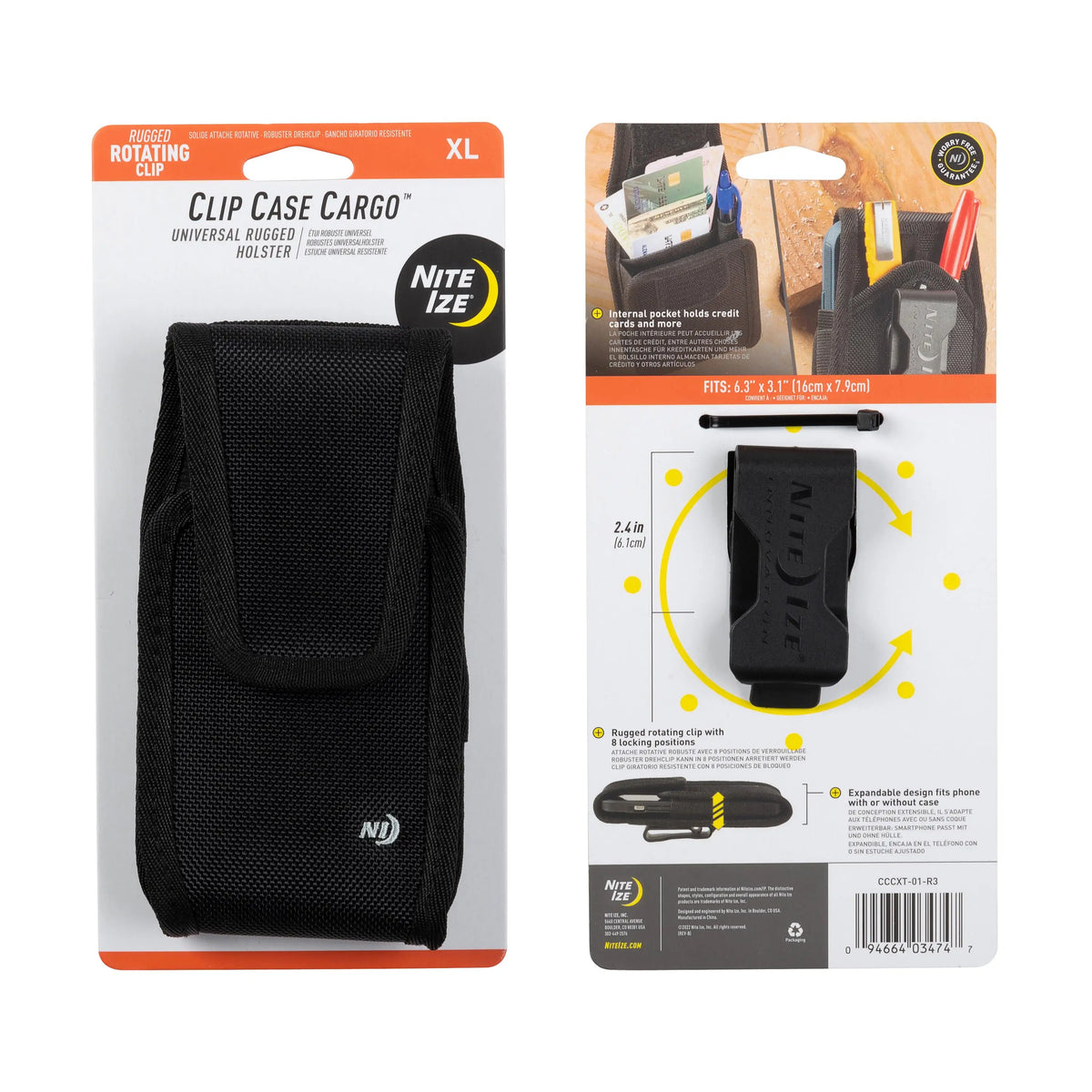 Nite Ize Clip Case Cargo™ Universal Rugged Holsters XL, Black