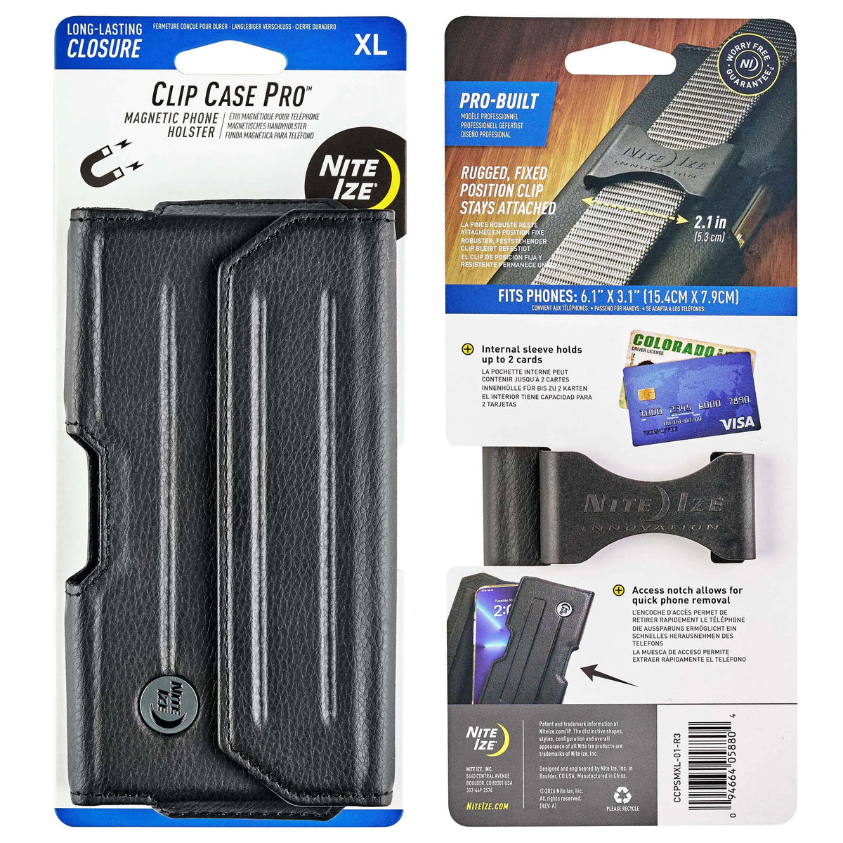 Nite Ize Clip Case Pro™ Magnetic Phone Holster XL, Black