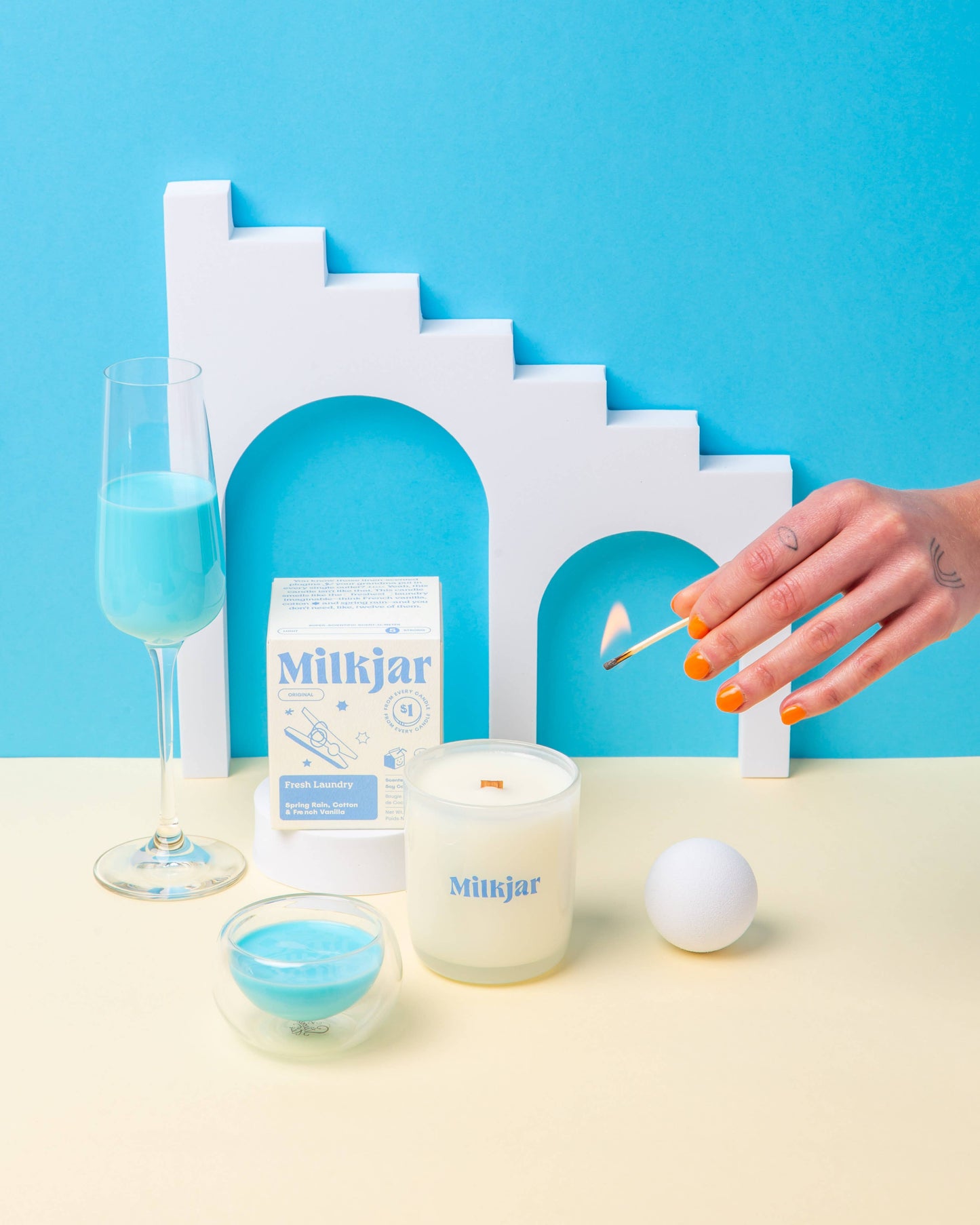 Milk Jar Candle Co. Fresh Laundry - Rain, Cotton & Vanilla Coco Soy, 8oz