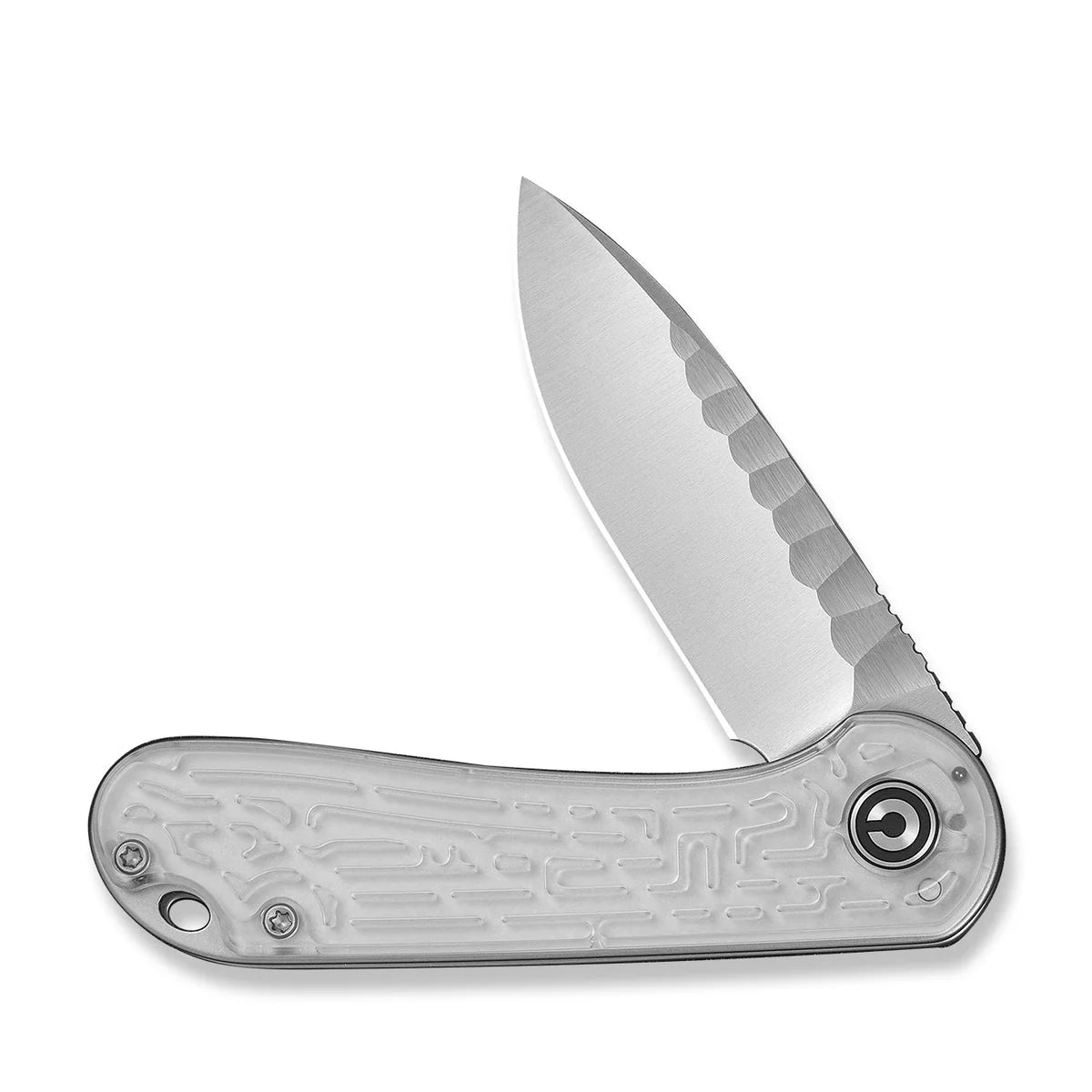 Civivi Elementum, Polished Clear Lexan / Satin Finished With Rock-Grind Pattern