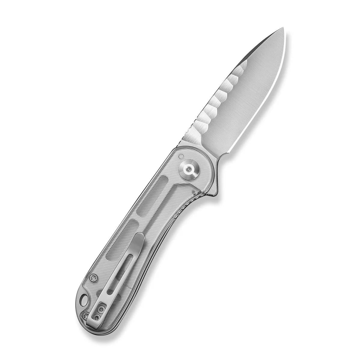 Civivi Elementum, Polished Clear Lexan / Satin Finished With Rock-Grind Pattern