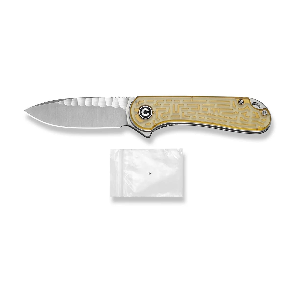Civivi Elementum, Polished Yellow Ultem / Satin Finished With Rock-Grind Pattern