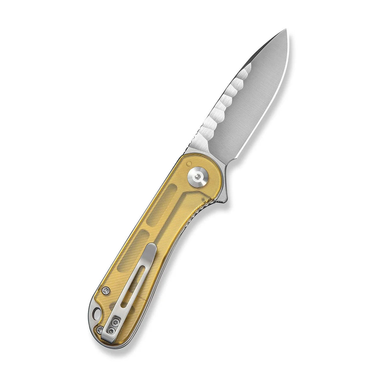Civivi Elementum, Polished Yellow Ultem / Satin Finished With Rock-Grind Pattern