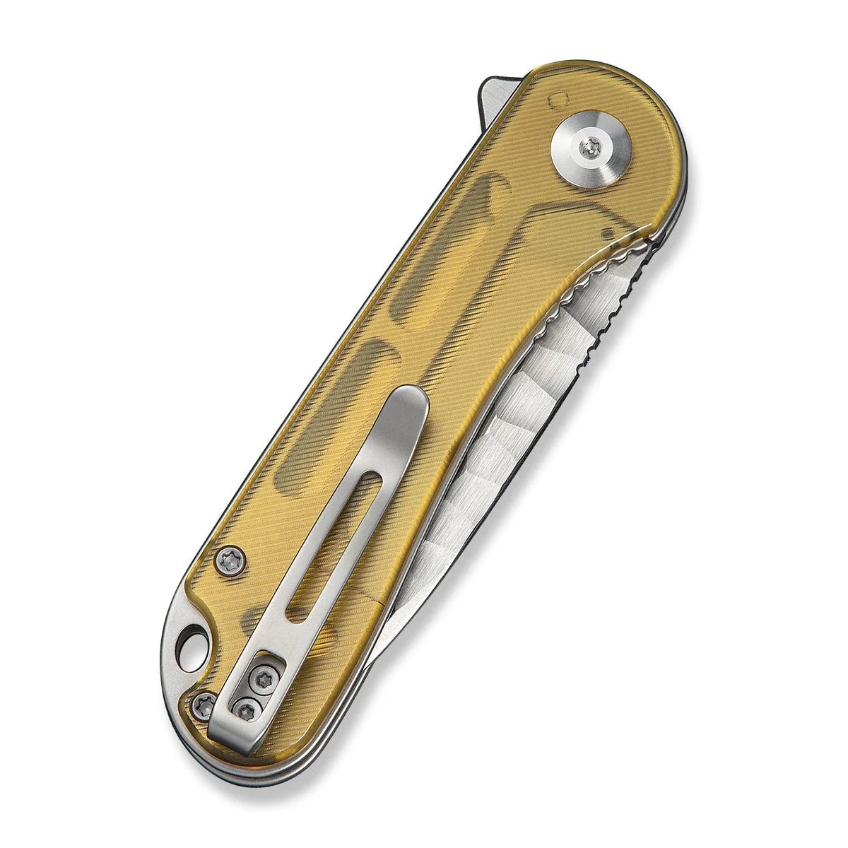 Civivi Elementum, Polished Yellow Ultem / Satin Finished With Rock-Grind Pattern