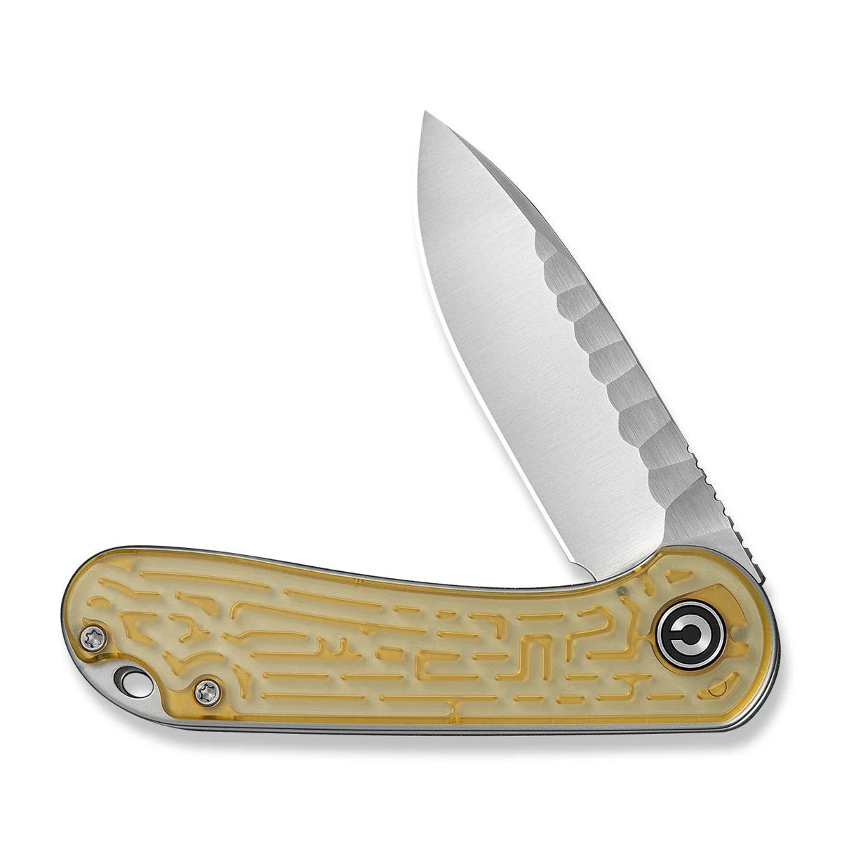 Civivi Elementum, Polished Yellow Ultem / Satin Finished With Rock-Grind Pattern