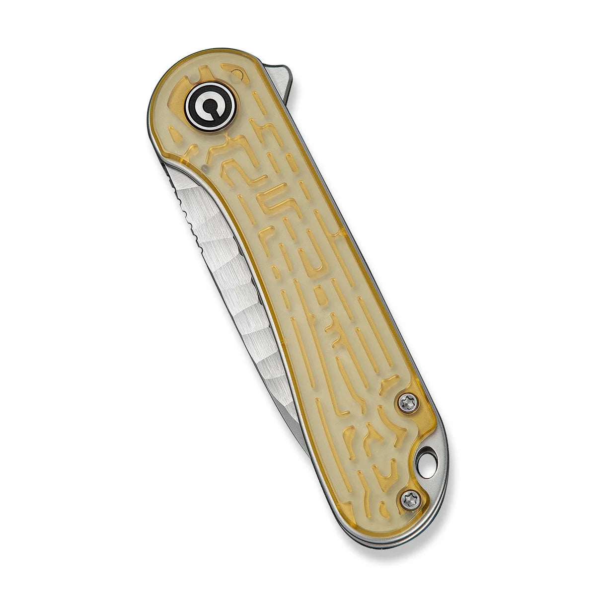 Civivi Elementum, Polished Yellow Ultem / Satin Finished With Rock-Grind Pattern