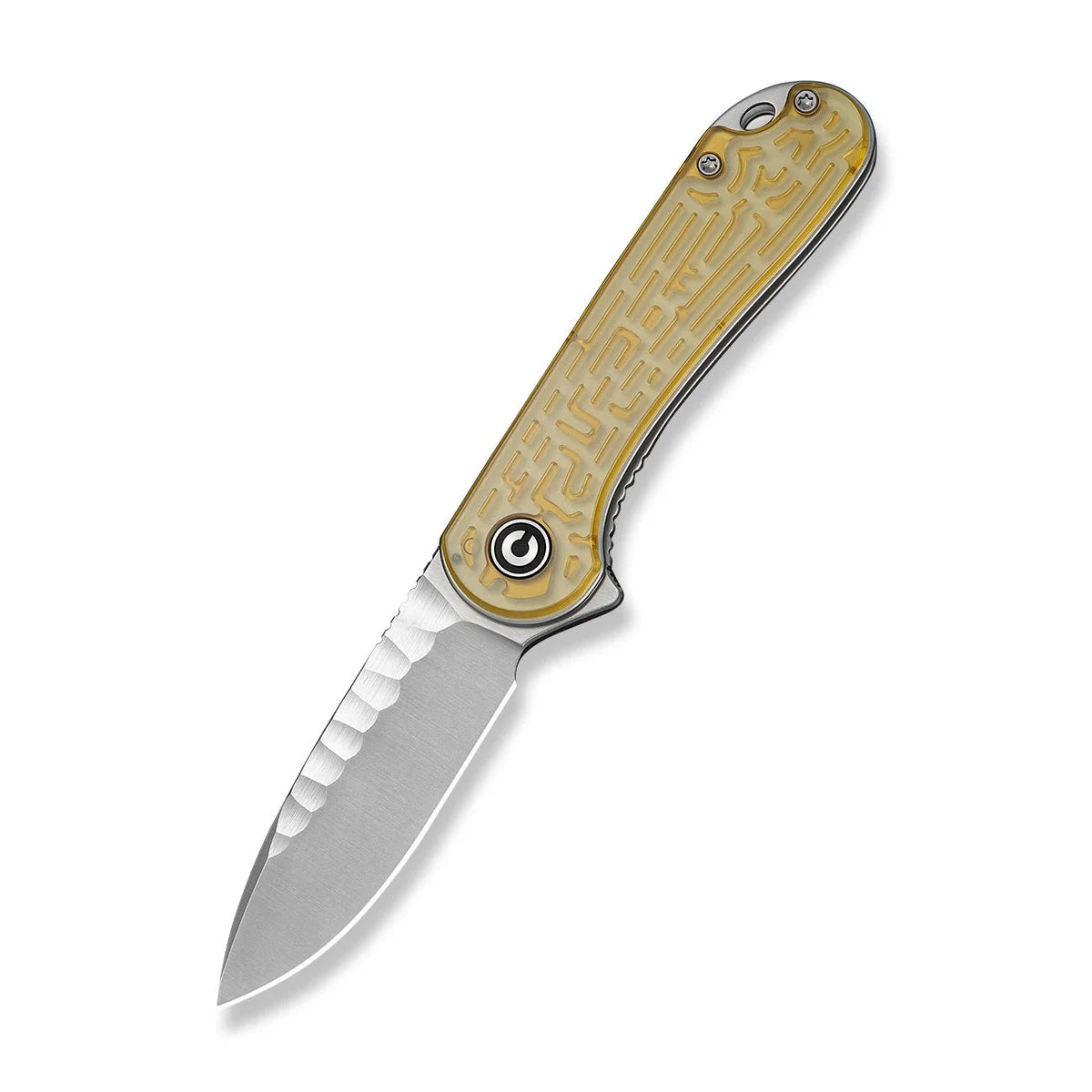 Civivi Elementum, Polished Yellow Ultem / Satin Finished With Rock-Grind Pattern