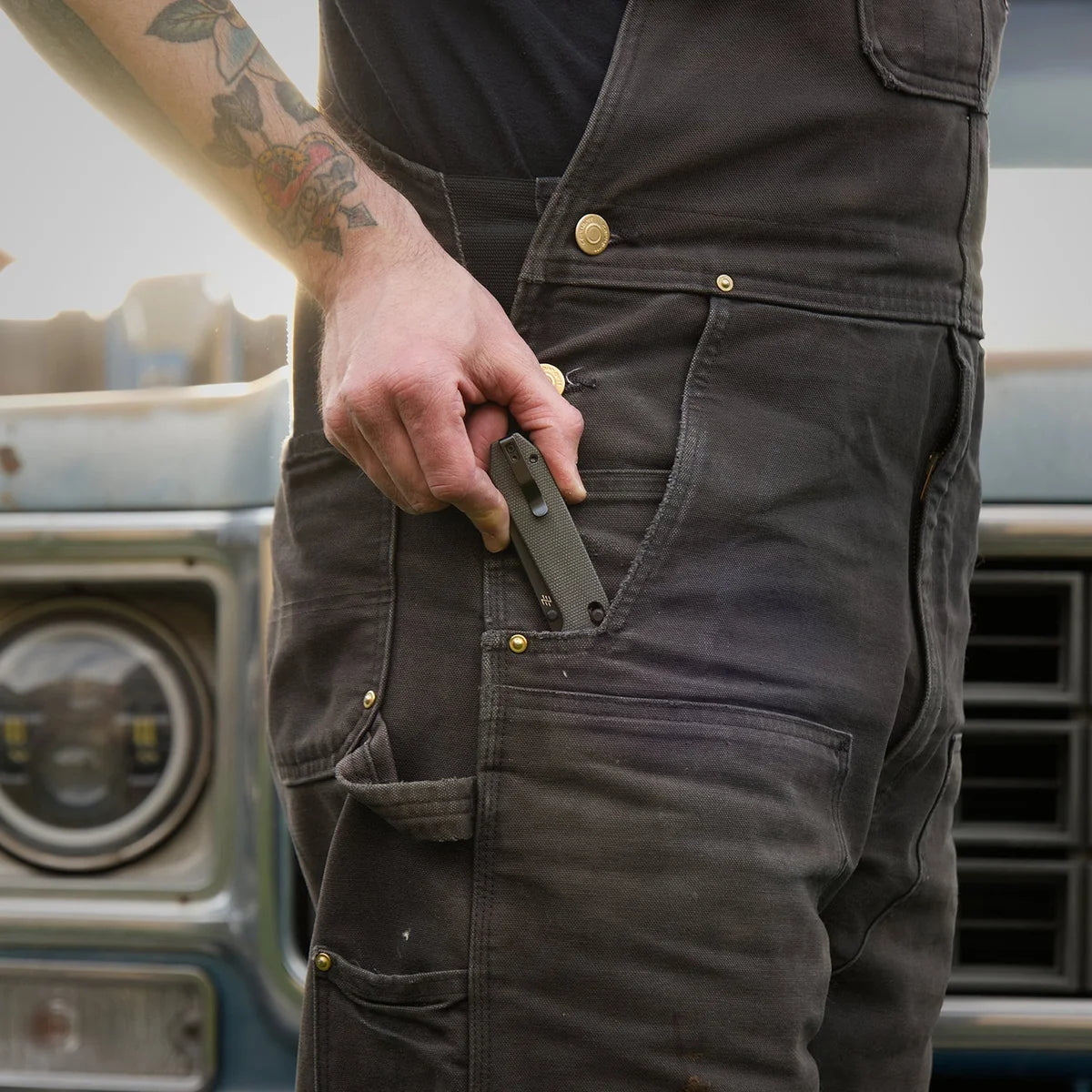 Civivi Over Yonder, Dark Green Canvas Micarta / Black Stonewashed