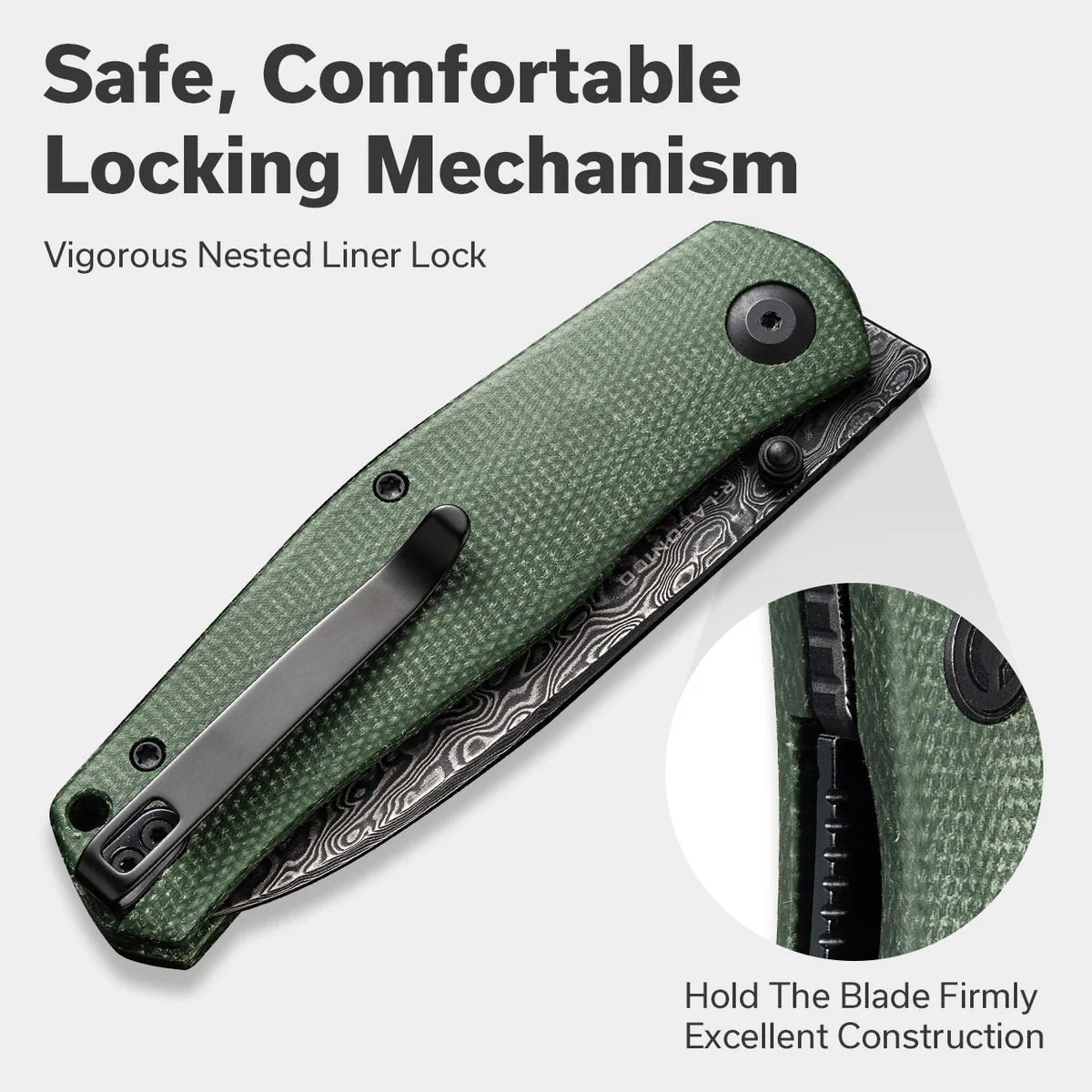 Civivi Sokoke, Green / Damascus