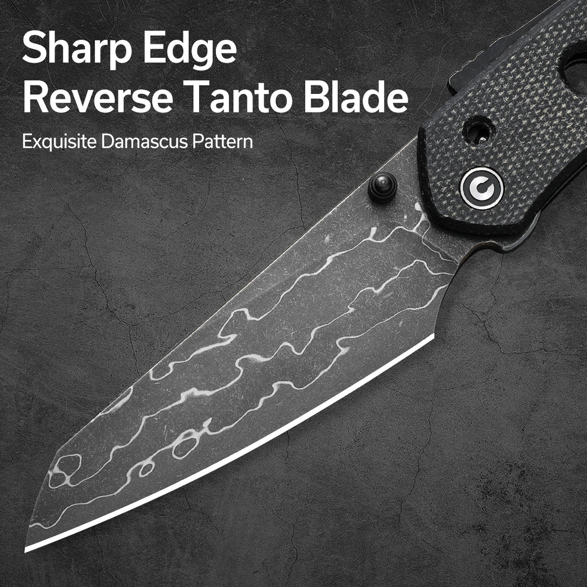 Civivi Vision FG Micarta Handle Damascus Blade, Black