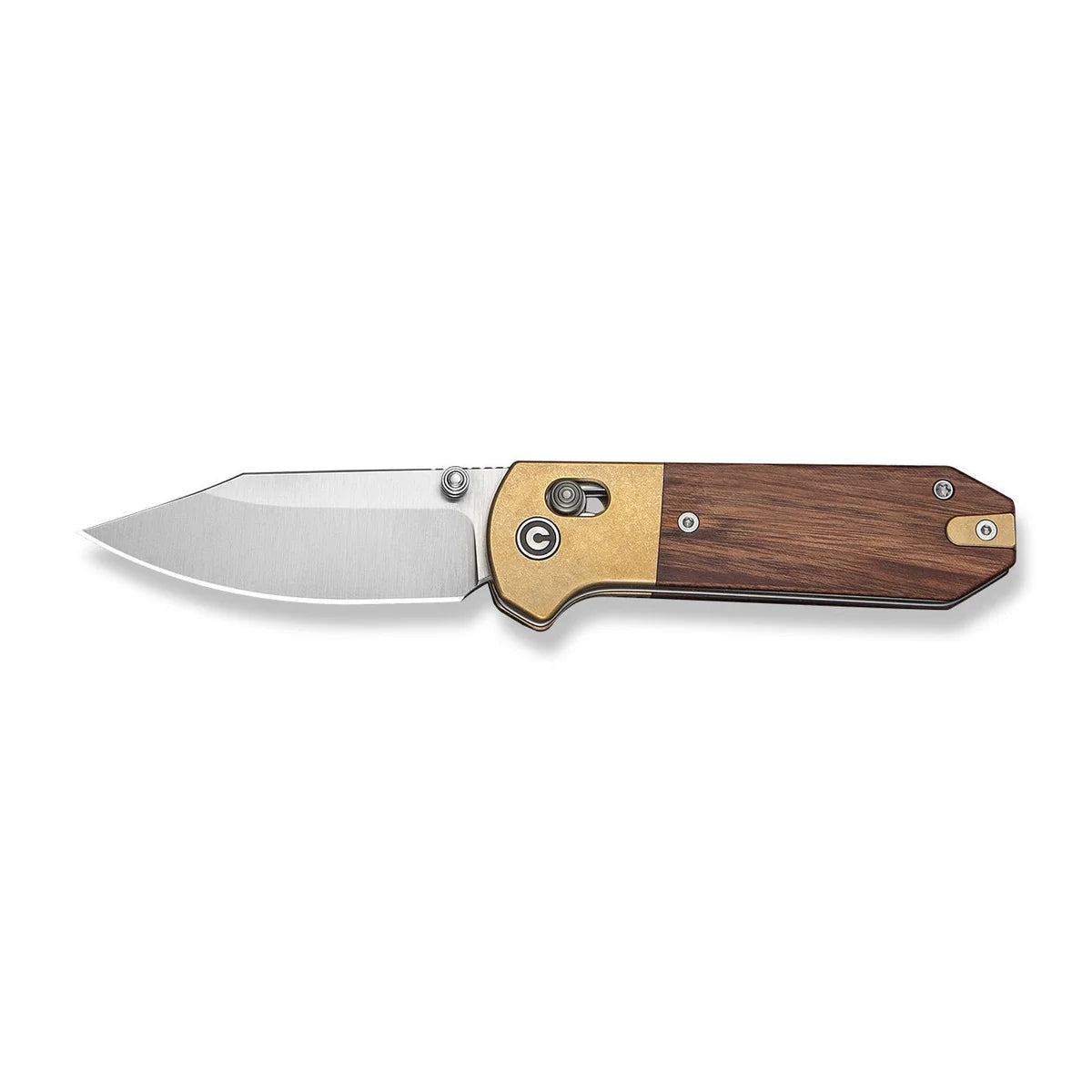 Civivi Yonder Clip Point, Guibourtia Wood / Stonewashed Brass Bolsters Satin Finished