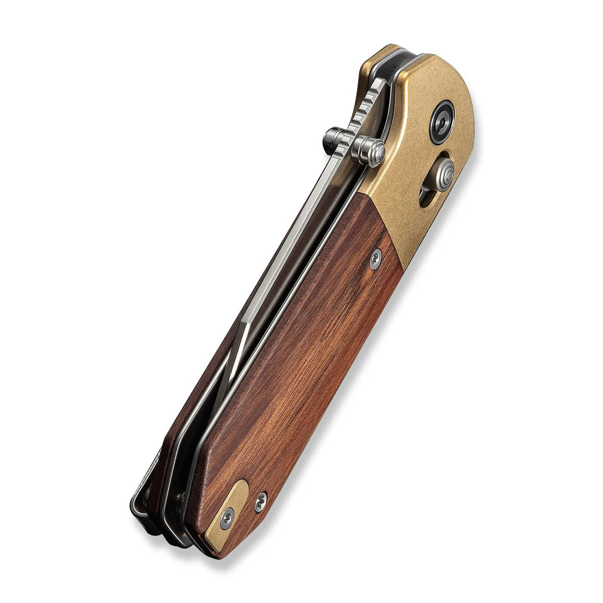 Civivi Yonder Clip Point, Guibourtia Wood / Stonewashed Brass Bolsters Satin Finished