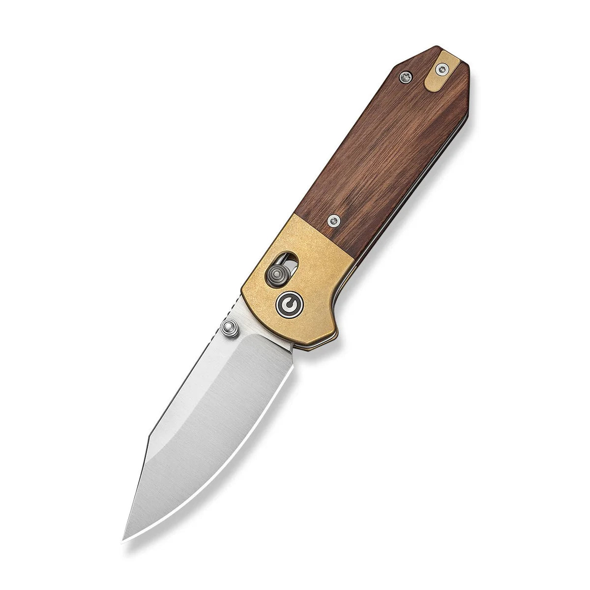 Civivi Yonder Clip Point, Guibourtia Wood / Stonewashed Brass Bolsters Satin Finished