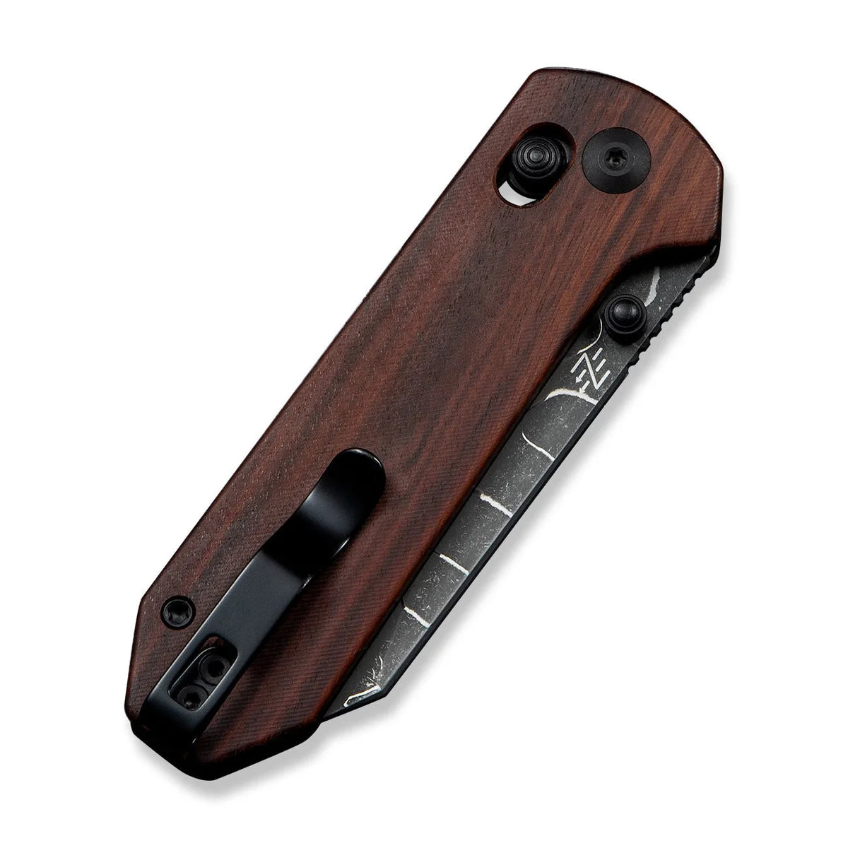 Civivi Yonder, Guibourtia Wood/Damascus (Jagged Pattern)