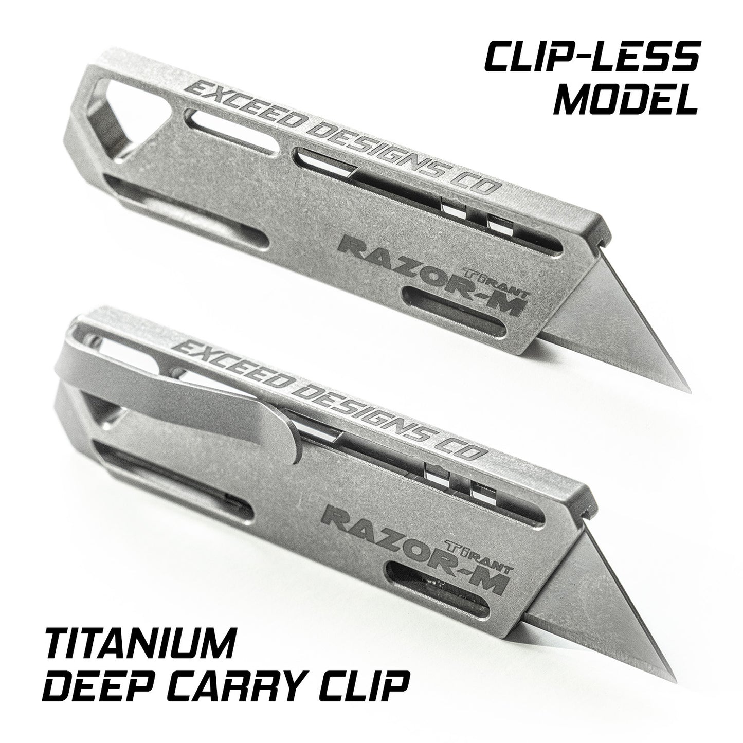 Exceed Designs TiRant RAZOR-M 3.0 MagLock Utility Knife, Stonewashed 6AL-4V Titanium