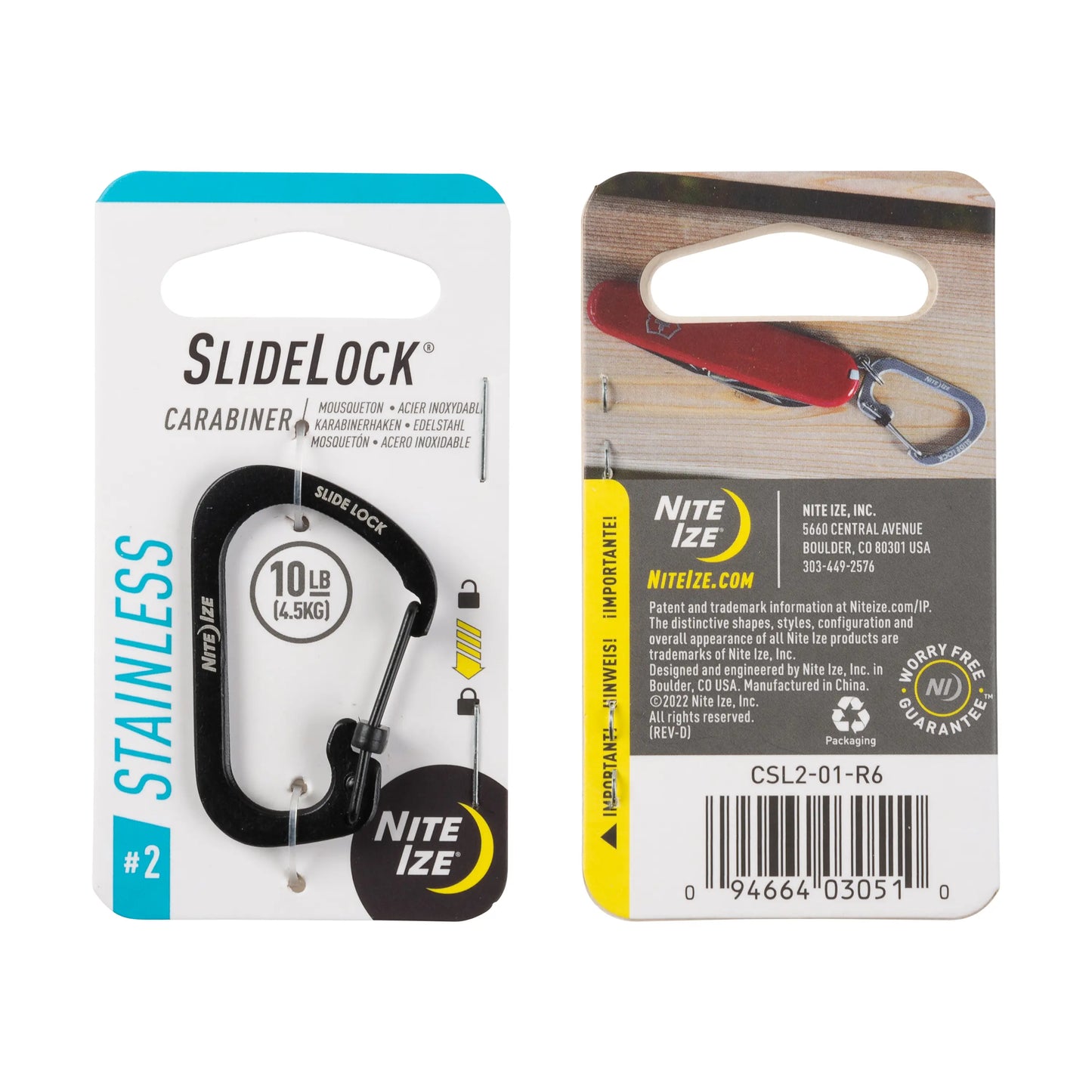 Nite Ize SlideLock® Carabiner Stainless Steel #2, Black