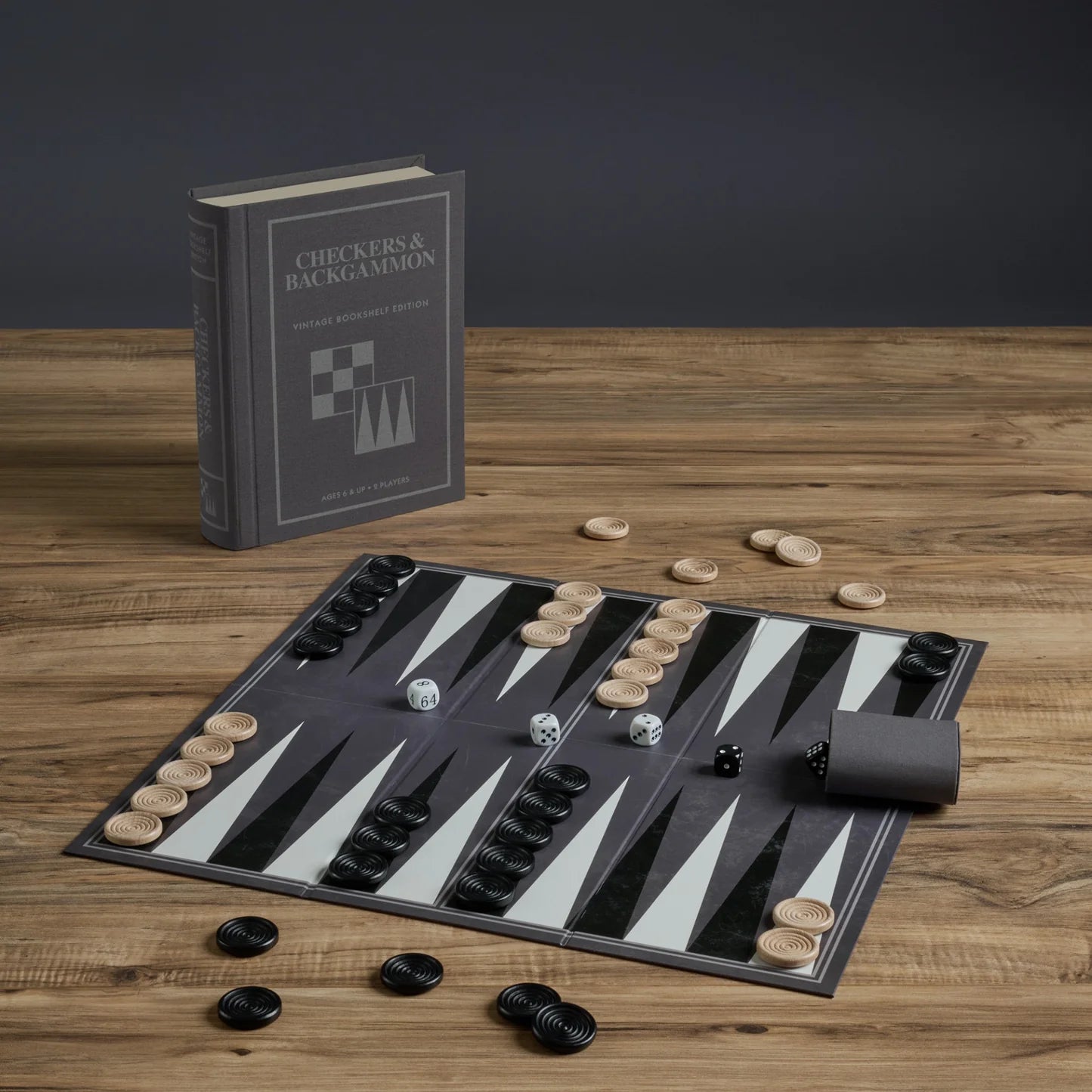 WS Game Company Vintage Bookshelf Edition, Checkers & Backgammon