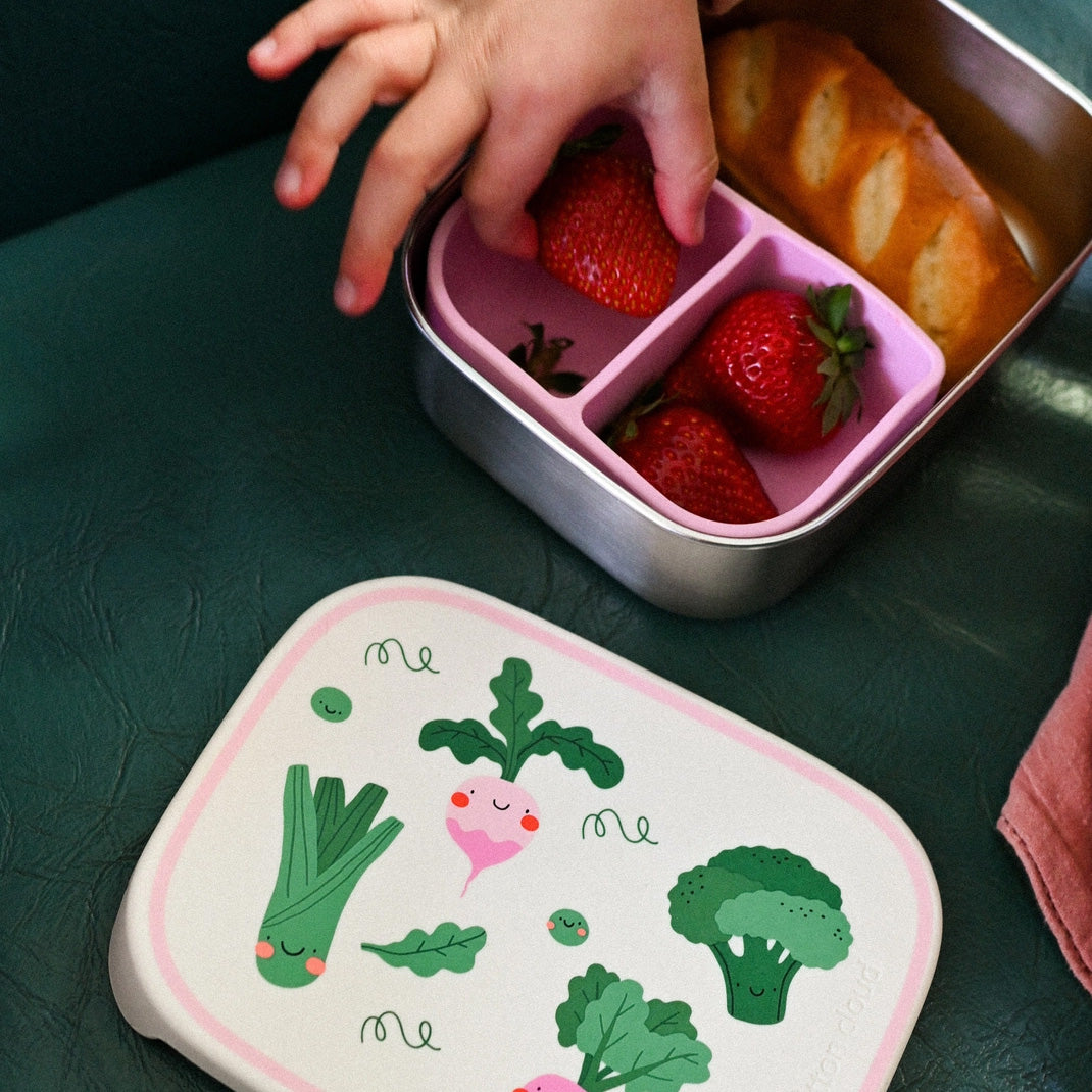 The Cotton Cloud Stainless Steel Lunchbox with Removable Compartments, Veggie Pals